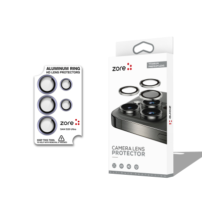 Galaxy S26 Ultra Zore CL-12 Premium Safir Parmak İzi Bırakmayan Anti-Reflective Kamera Lens Koruyucu Mor