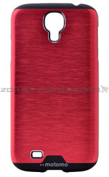 Galaxy S4 Kılıf Zore Metal Motomo Kapak Kırmızı