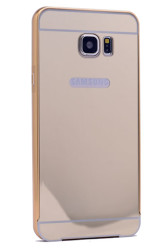 Galaxy S6 Edge Kılıf Zore Aynalı Bumper Gold