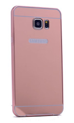 Galaxy S6 Edge Kılıf Zore Aynalı Bumper Rose Gold