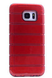 Galaxy S6 Edge Kılıf Zore Çizgili Motomo Kapak Kırmızı