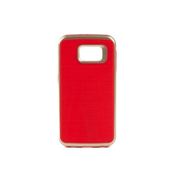 Galaxy S6 Kılıf Zore İnfinity Motomo Kapak Gold-Kırmızı