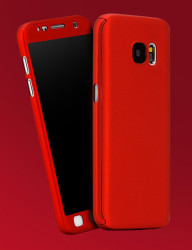 Galaxy S7 Edge Kılıf Voero 360 Çift Parçalı Kılıf Kırmızı