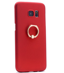 Galaxy S7 Edge Kılıf Zore Yüzüklü Rubber Kapak Kırmızı