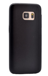 Galaxy S7 Edge Kılıf Zore 1-1 Deri Soft Kapak Siyah
