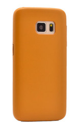 Galaxy S7 Edge Kılıf Zore 1-1 Deri Soft Kapak Gold