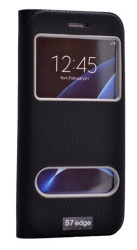 Galaxy S7 Edge Kılıf Zore Dolce Kapaklı Kılıf Siyah