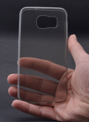 Galaxy S7 Edge Kılıf Zore Ultra İnce Silikon Kapak 0.2 mm Füme
