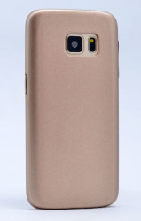 Galaxy S7 Kılıf Zore 1-1 Deri Soft Kapak Gold