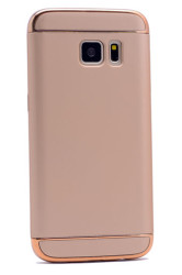Galaxy S7 Kılıf Zore 3 Parçalı Rubber Kapak Gold