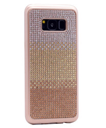 Galaxy S8 Kılıf Zore Mat Lazer Taşlı Silikon Sarı