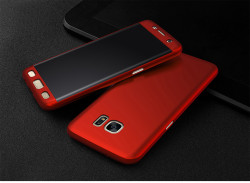 Galaxy S8 Kılıf Zore 360 3 Parçalı Rubber Kapak Kırmızı