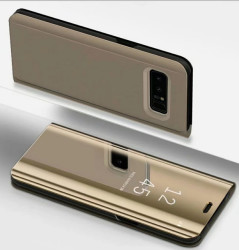 Galaxy S8 Kılıf Zore Clear View Flip Cover Gold