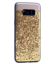 Galaxy S8 Kılıf Zore Metal Simli Kapak Gold