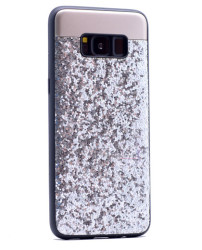 Galaxy S8 Kılıf Zore Metal Simli Kapak Gri