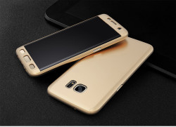 Galaxy S8 Plus Kılıf Zore 360 3 Parçalı Rubber Kapak Gold