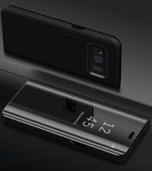 Galaxy S8 Plus Kılıf Zore Clear View Flip Cover Siyah