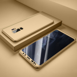 Galaxy S9 Kılıf Zore 360 3 Parçalı Rubber Kapak Gold