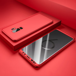 Galaxy S9 Kılıf Zore 360 3 Parçalı Rubber Kapak Kırmızı