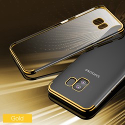 Galaxy S9 Kılıf Zore Dört Köşeli Lazer Silikon Kapak Gold