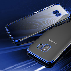 Galaxy S9 Kılıf Zore Dört Köşeli Lazer Silikon Kapak Mavi