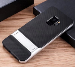 Galaxy S9 Plus Kılıf Zore Standlı Verus Silikon Gümüş
