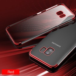 Galaxy S9 Plus Kılıf Zore Dört Köşeli Lazer Silikon Kapak Kırmızı