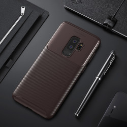 Galaxy S9 Plus Kılıf Zore Negro Silikon Kapak Kahverengi
