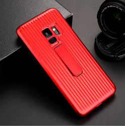 Galaxy S9 Plus Kılıf Zore Wave Standlı Mıknatıslı Kapak Kırmızı