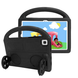 Galaxy T720 Tab S5E Zore Wheel Car Tekerlek Standlı Tablet Eva Silikon Kılıf Siyah
