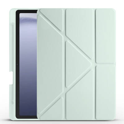 Galaxy Tab A11 Case – Zore Tri-Fold Stand Case with Pen Slot Green