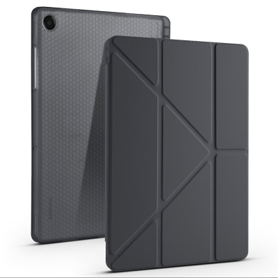 Galaxy Tab A11 Plus Case Zore Tri Folding Stand Case with Pen Compartment Black