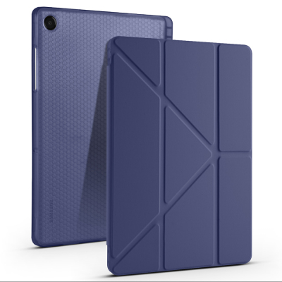 Galaxy Tab A11 Plus Kılıf Zore Tri Folding Kalem Bölmeli Standlı Kılıf Lacivert