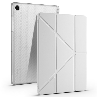 Galaxy Tab A11 Plus Kılıf Zore Tri Folding Kalem Bölmeli Standlı Kılıf Gri