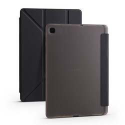 Galaxy Tab A7 10.4 T500 2020 Kılıf Zore Tri Folding Kalem Bölmeli Standlı Kılıf Siyah
