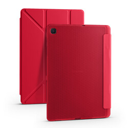 Galaxy Tab A7 10.4 T500 2020 Kılıf Zore Tri Folding Kalem Bölmeli Standlı Kılıf Kırmızı