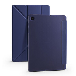 Galaxy Tab A7 10.4 T500 2020 Kılıf Zore Tri Folding Kalem Bölmeli Standlı Kılıf Lacivert