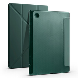 Galaxy Tab A8 10.5 SM-X200 (2021) Kılıf Zore Tri Folding Kalem Bölmeli Standlı Kılıf Koyu Yeşil