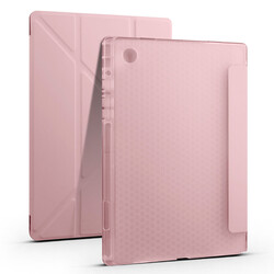 Galaxy Tab A8 10.5 SM-X200 (2021) Kılıf Zore Tri Folding Kalem Bölmeli Standlı Kılıf Rose Gold
