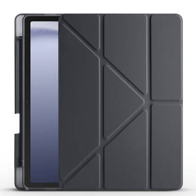 Galaxy Tab A9 Kılıf Zore Tri Folding Kalem Bölmeli Standlı Kılıf Siyah