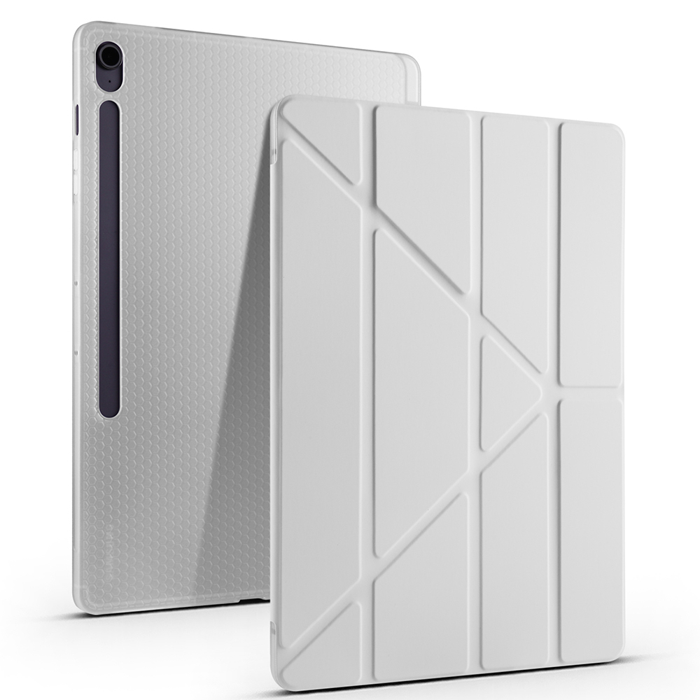 Galaxy Tab S10 FE Plus Case Zore Tri Folding Stand Case with Pen Compartment - 4