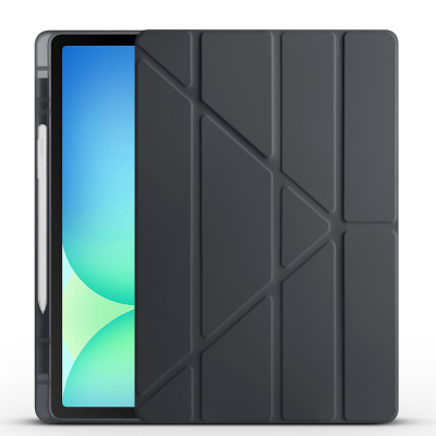 Galaxy Tab S10 FE Plus Kılıf Zore Tri Folding Kalem Bölmeli Standlı Kılıf Siyah