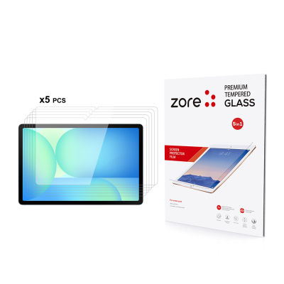 Galaxy Tab S10FE Plus Zore 5in1 Tablet Temperli Cam Ekran Koruyucu Şeffaf