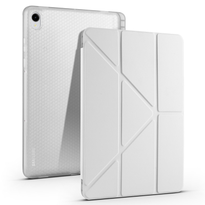 Galaxy Tab S11 Kılıf Zore Tri Folding Kalem Bölmeli Standlı Kılıf Gri