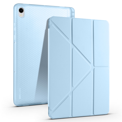 Galaxy Tab S11 Kılıf Zore Tri Folding Kalem Bölmeli Standlı Kılıf Mavi