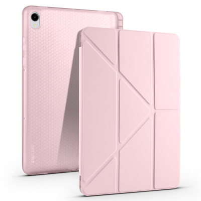 Galaxy Tab S11 Kılıf Zore Tri Folding Kalem Bölmeli Standlı Kılıf Rose Gold