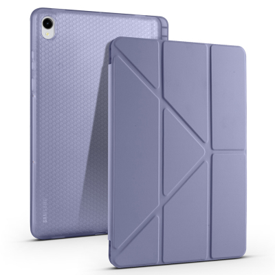 Galaxy Tab S11 Kılıf Zore Tri Folding Kalem Bölmeli Standlı Kılıf Mor