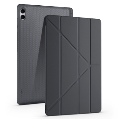 Galaxy Tab S11 Ultra Case Zore Tri Folding Stand Case with Pen Compartment Black