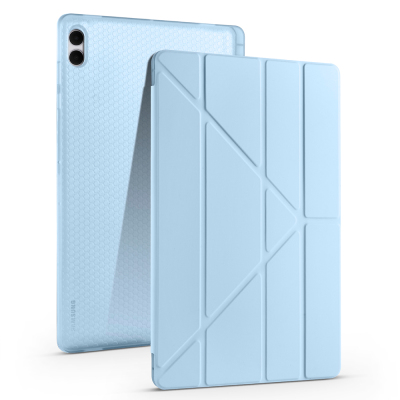 Galaxy Tab S11 Ultra Kılıf Zore Tri Folding Kalem Bölmeli Standlı Kılıf Mavi