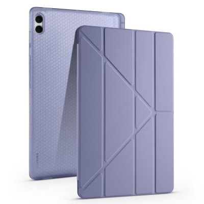 Galaxy Tab S11 Ultra Kılıf Zore Tri Folding Kalem Bölmeli Standlı Kılıf Mor